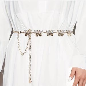 Y2K Butterfly Metal Rhinestone Stone Waist Chain